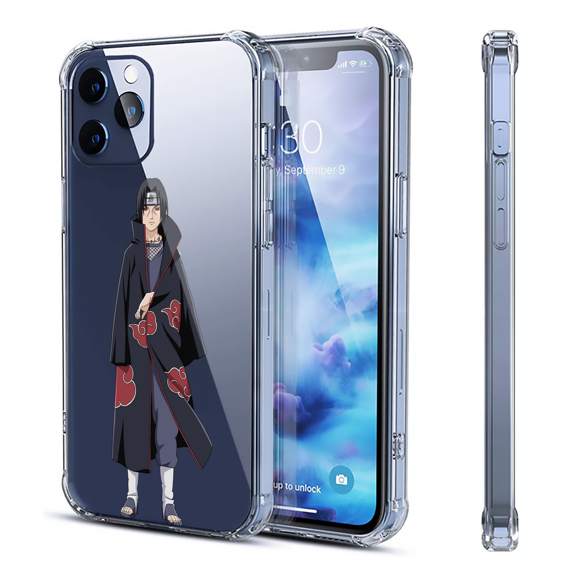 （画像用） NARUTO -ナルト- うちは イタチ Uchiha Itachi 【iPhone 12シリーズ対応】透明スマホケース（クリアソフトケース）
